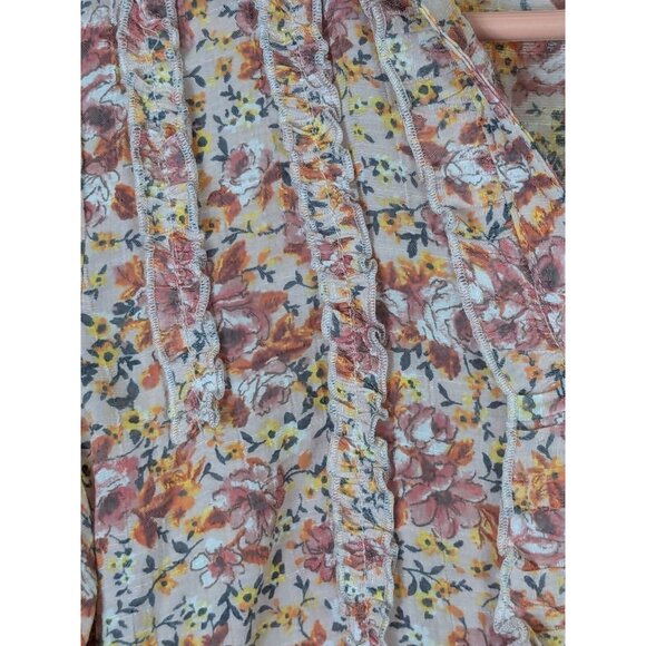 Indigo Rose Women size M Floral Button Up Ruffle Cottagecore Bohemian Top Soft - Picture 8 of 10